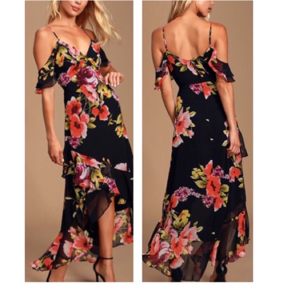 Lulu’s Love in Bloom Black Floral Dress